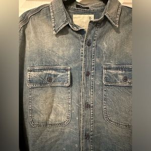 R13 Cropped Destroyed Denim Shirt